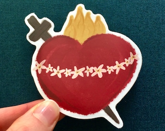 Immaculate Heart of Mary Sticker, Waterproof Catholic Decal