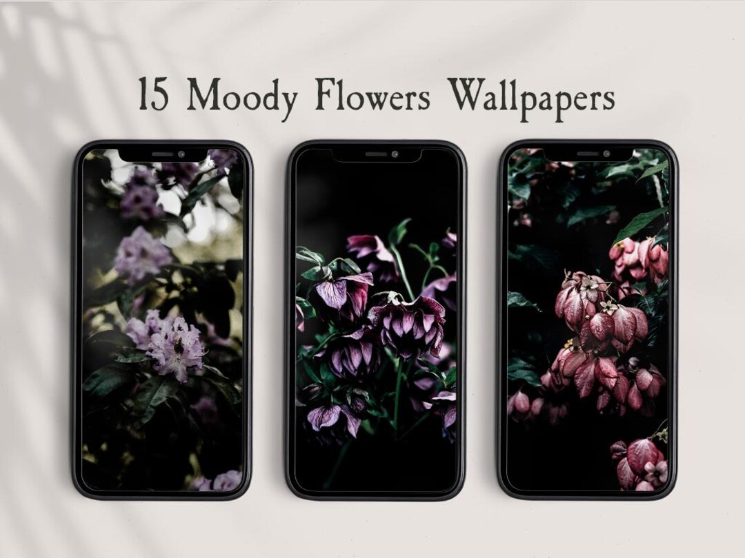 Moody Floral iPhone Wallpaper: Vintage Cottagecore Lock Screen (digital