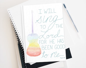 I Will Sing to the Lord for He Has Been Good to Me watercolor guitar prayer journal, Christian Songwriting Journal, Prayer Warrior Gift