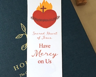 Sacred Heart Prayer Bookmark, Catholic Laminated Gift