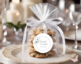 Custom Wedding Favor Stickers Floral Line Art