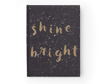 Shine Bright Gold/Silver Paint Splatter Songwriting Journal, Artsy Star Journal, Inspirational Book, Gold Star Motivational Goal Journal