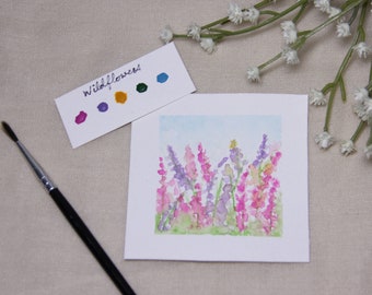 Wildflowers Mini Painting Kit, Beginner Watercolor Mini Paint Kit, Cottagecore Watercolor Painting, Paint Party Favor