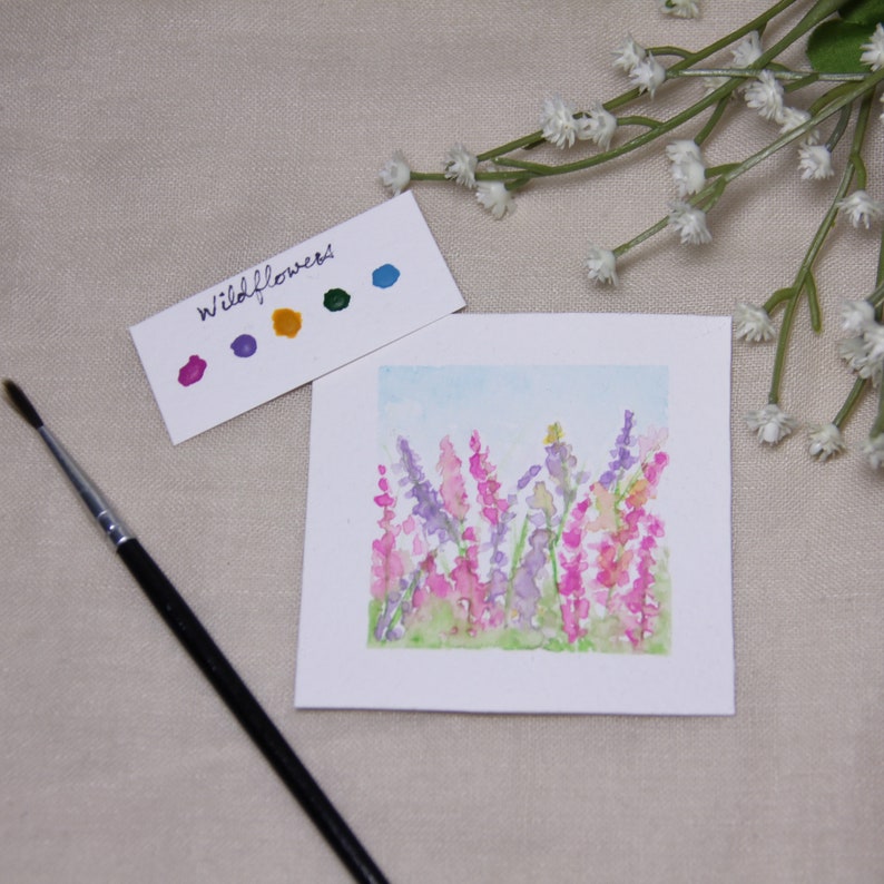 Wildflowers Mini Painting Kit, Beginner Watercolor Mini Paint Kit
