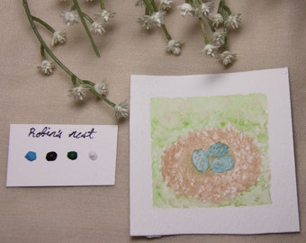 Robin's Nest Mini Watercolor Painting Kit - Spring Art Easter basket gift