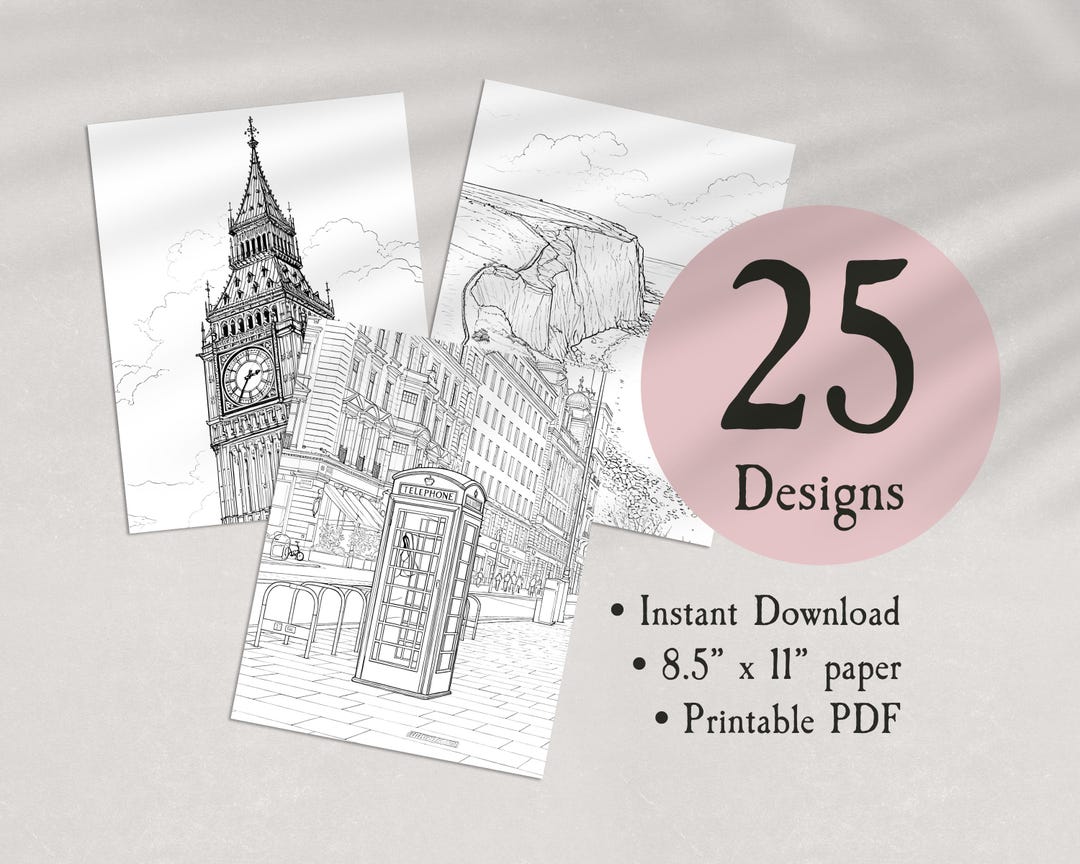 England Color Pages England Coloring Pages Printable, Set of 25 Designs, Instant Download ...