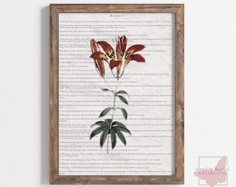 Matthew 6 Scripture Art Print, Vintage Lily Floral (PDF Files)