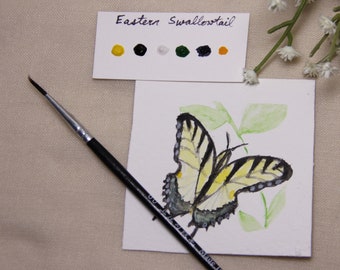 Eastern Swallowtail Butterfly Mini Painting Kit, Beginner Watercolor Mini Paint Kit, Butterfly Watercolor Painting, Paint Party Favor