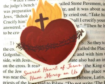 Tiny Sacred Heart of Jesus Sticker, Catholic Planner Decal