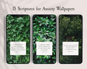Calming iPhone Wallpaper Bundle Scripture Verses for Anxiety Phone Lock Screen Encouraging Scripture Wallpaper Mental Health Wallpaper
