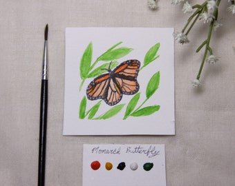 Monarch Butterfly Mini Painting Kit, Beginner Watercolor Mini Paint Kit, Butterfly Watercolor Painting, Paint Party Favor