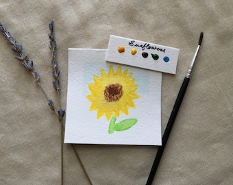 Sunflowers Mini Watercolor Painting Kit, DIY Art for Adults Easter basket gift