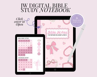 JW Bijbelstudienotitieboekje Cute Girly Frills Digitale aantekeningen JW.org Roze esthetiek Persoonlijke studie Jehovah's Getuigen PDF Annotatie Goodnotes