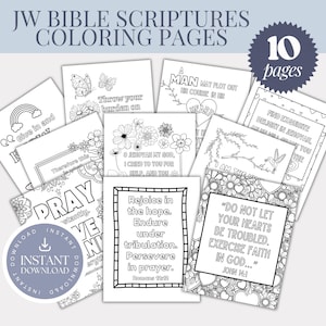 JW Digital Download Printable Bible Scriptures Coloring Pages for Families