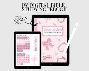 JW Bible Study Notebook for GoodNotes Cute Pink Aesthetic Girly Frills PDF Annotation Personal Study for Jehovah’s Witnesses
