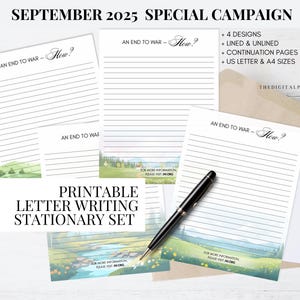 Jw September Campaign Printable Stationary An End to War Letter Writing Pages Ministry Supplies