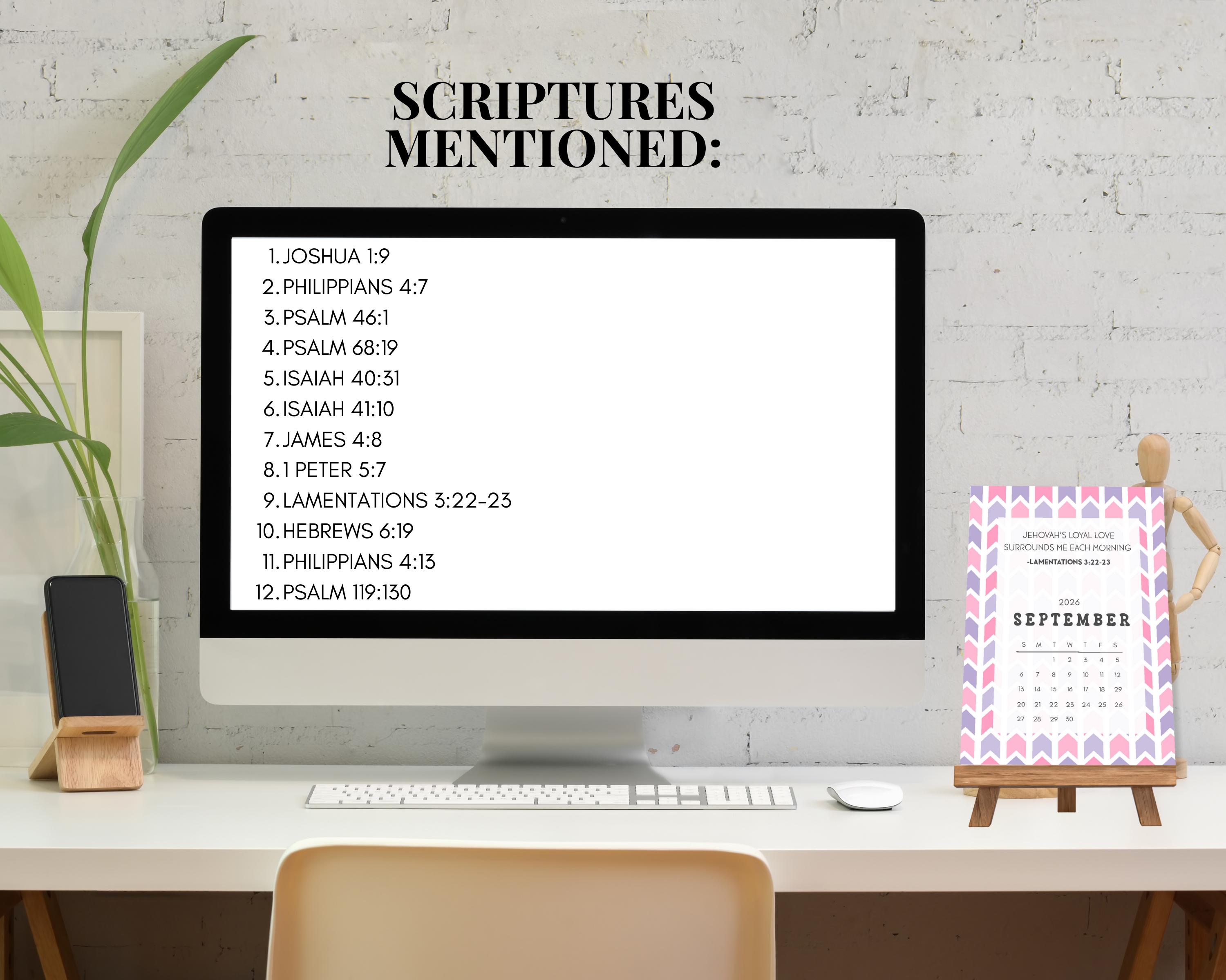 2026 Bible Scripture Affirmations Printable Calendar Cards JW Christian ...