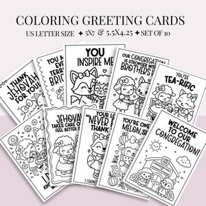 Printable JW Coloring Greeting Cards Set