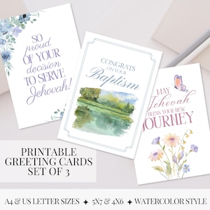 JW Printable BAPTISM Greeting Card Set