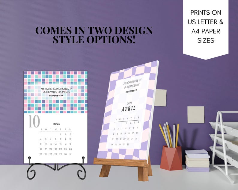 2026 Bible Scripture Affirmations Printable Calendar Cards JW Christian ...