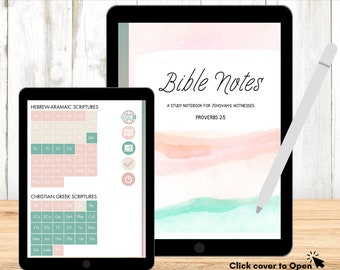 JW DIGITAL BIBLE Study Notebook for Goodnotes, Notability etc. Watercolor Design Bible Notebook note taking for Jehovah’s Witnesses