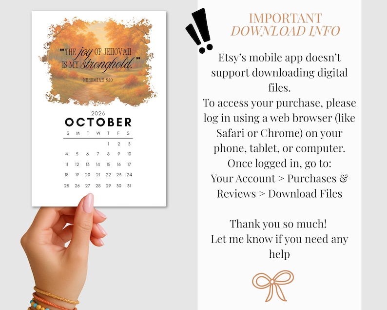 2026 Bible Scriptures Printable Calendar Cards JW Christian Supplies ...