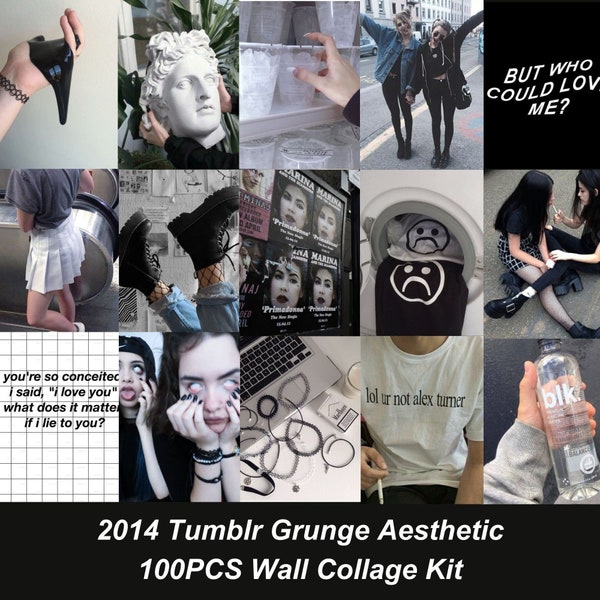 100PCS | 2014 Tumblr Grunge Indie Aesthetic Wall Collage Kit |A4 Printable Wall Collage Kit | Indie Grunge Aesthetic Tumblr Wall Collage Kit