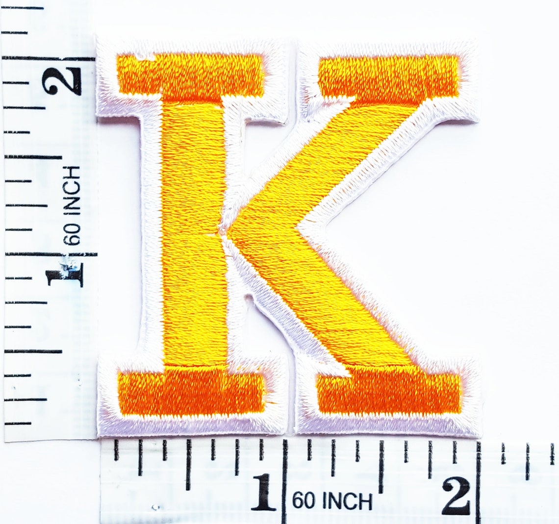 Gold Alphabet Letter K Patches Appliques Hat Cap Polo Backpack Clothing
