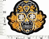 Orange Diamond Sugar Skull Tattoo Punk Rock Lady Rider Biker Patch Sew Iron on Embroidered Sign Badge Costume
