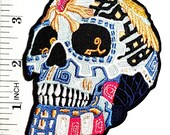 King Cobra Snake Sugar Skull Ghost Day Of The Death Rockabilly Rider Biker Patch Sew Iron on Embroidered Sign Badge Costume
