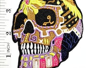 King Cobra Snake Sugar Skull Ghost Day Of The Death Rockabilly Rider Biker Patch Sew Iron on Embroidered Sign Badge Costume
