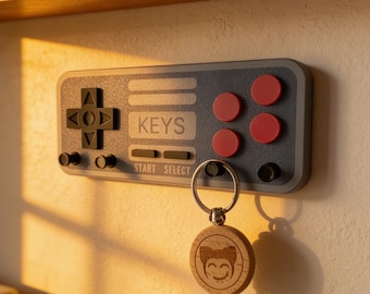 Retro Gamer Key Holder for Wall, Personalized Controller Key Rack, Nerdy Gift for Boyfriend, Game Room Decor