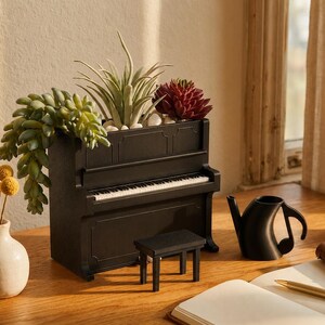Piano Planter for Music Lovers, Cute Succulent Pot, Pianist Gift, Music Teacher Desk Decor, Mini Piano Planter image 3