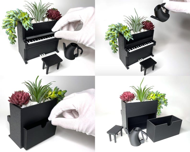 Piano Planter for Music Lovers, Cute Succulent Pot, Pianist Gift, Music Teacher Desk Decor, Mini Piano Planter image 4