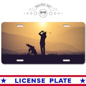 Número da placa do jogador de golfe, etiqueta de carro por sublimação, placa frontal para caminhão, presente para marido de jogador de golfe, presente para amante de golfe, acessório para veículo