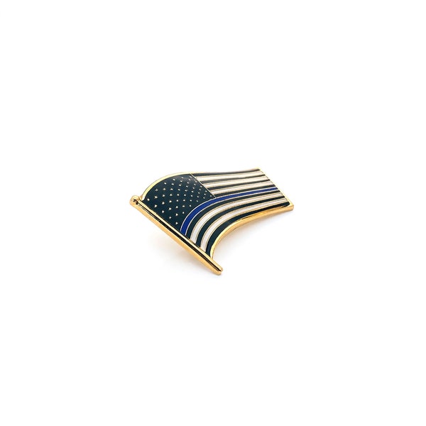 Thin Blue Line Flag Lapel Pin - Police Support Jewelry, USA Patriotic Enamel Pin for Jacket, Hat, Backpack - Law Enforcement Memorial Gift