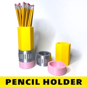 Giant Pencil Holder Desk Organizer | 3D Printed Teacher Gift | Cute Pen Cup for School Supplies | Office Desk Accessories Decor