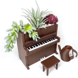 Piano Planter for Music Lovers, Cute Succulent Pot, Pianist Gift, Music Teacher Desk Decor, Mini Piano Planter Chocolate Brown