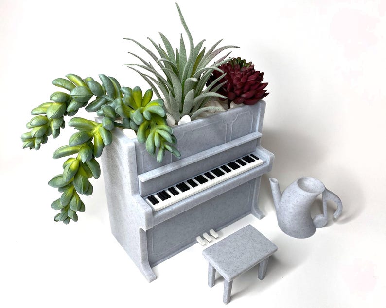 Piano Planter for Music Lovers, Cute Succulent Pot, Pianist Gift, Music Teacher Desk Decor, Mini Piano Planter Marble