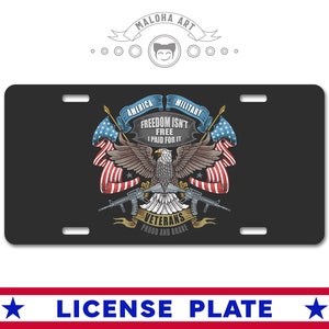 Número de placa de veterano dos EUA, placa de carro de sublimação, placa frontal para caminhão, presente do Dia do Veterano, águia americana, acessório para veículo militar