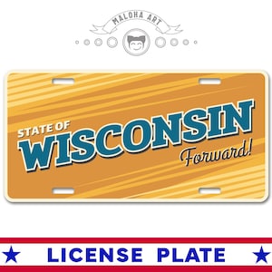 Wisconsin State Lizenzschild Nummer, Sublimation Auto Tag, Frontplatte für LKW, Metallplatte, Geschenk für USA Souvenir, Fahrzeugzubehör