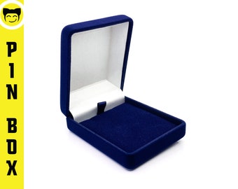 Medium Velour Pin Box, Velvet Navy Blue Gift Box, Lapel Pin Presentation Box