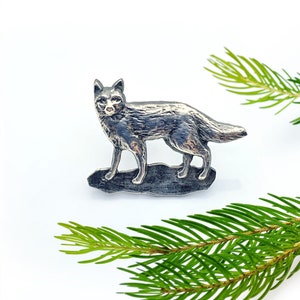 Pin Fox Lapel, Animal Trophy, Silver Fox Pin, Tie Pin per gli uomini, Accessori da caccia, Regalo per Cacciatore per Gli Uomini, Pin caccia, Regalo di Natale
