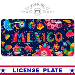Mexico License Plate: Floral Sublimation Car Tag