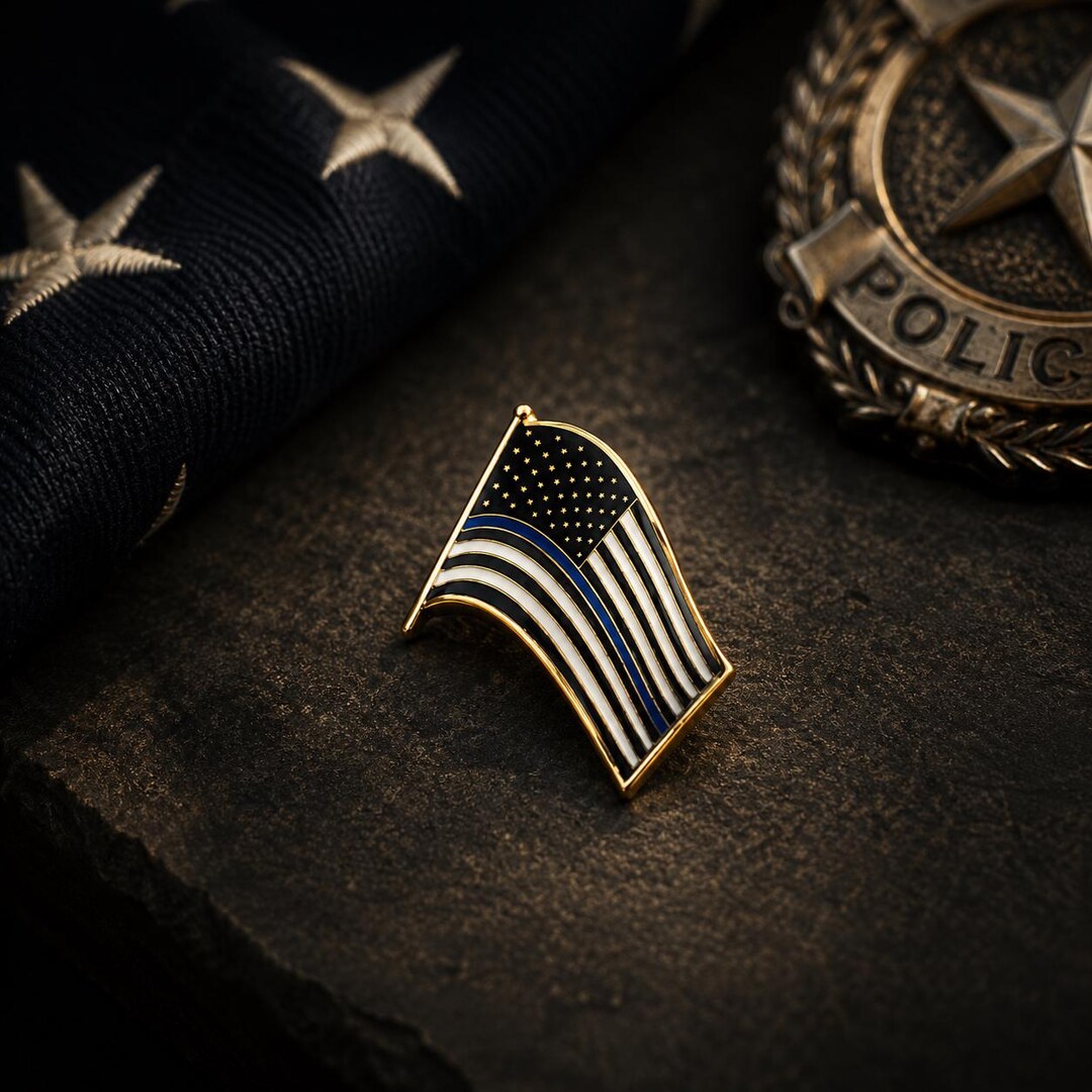 Police Pin Thin Blue Line Flag Pin, Police Support Enamel Pin, Law Enforcement ...
