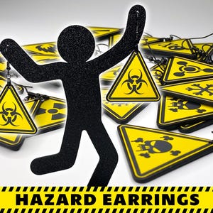 Biohazard Symbol Earrings: Laser Engraved Danger Sign Jewelry