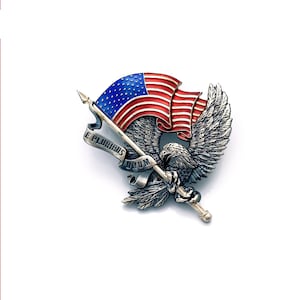 American Eagle Pin - E Pluribus Unum, Patriotic Lapel Pin, Freedom Eagle, USA Flag, Gift for Men, Gift for Her, Gift for Bikers, 4th of July