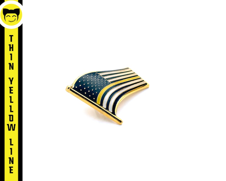 The Thin Yellow Line Flag Lapel Pin Security Guards Gift Etsy