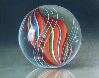 Original Oil Painting, Latticino Spiral, by George A. Gonzalez