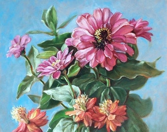 Original Oil Floral Painting, Summer Color, by Judith Mroski-Gonzalez